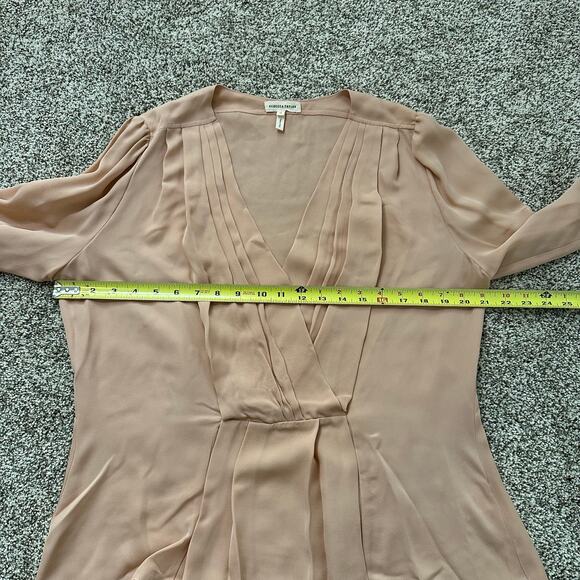 Rebecca Taylor light pink silk long sleeve v-neck top size 12 - Picture 12 of 14